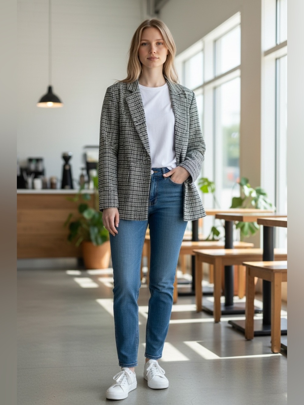 cleo Black & White Glen Plaid Blazer Jacket | Workwear